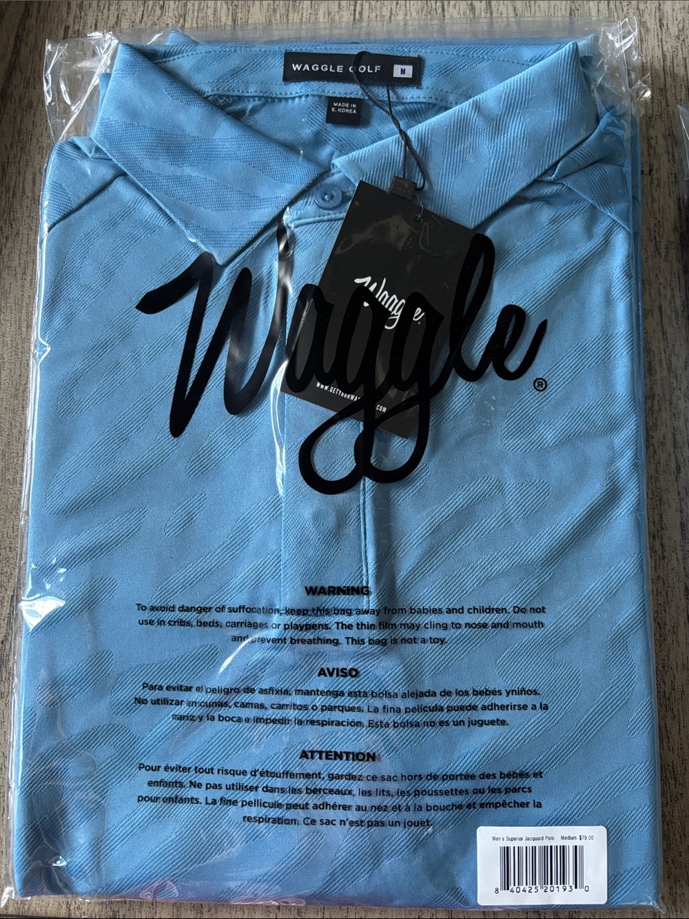 Waggle Men’s Golf Superior Jacquard Light Blue Polo